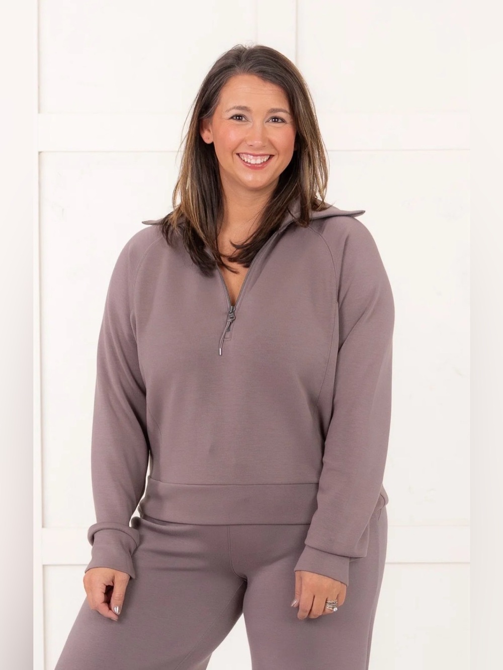 Spanx Air Essentials half zip long sleeve pullover top sz S, small, NWT, “smoke”
